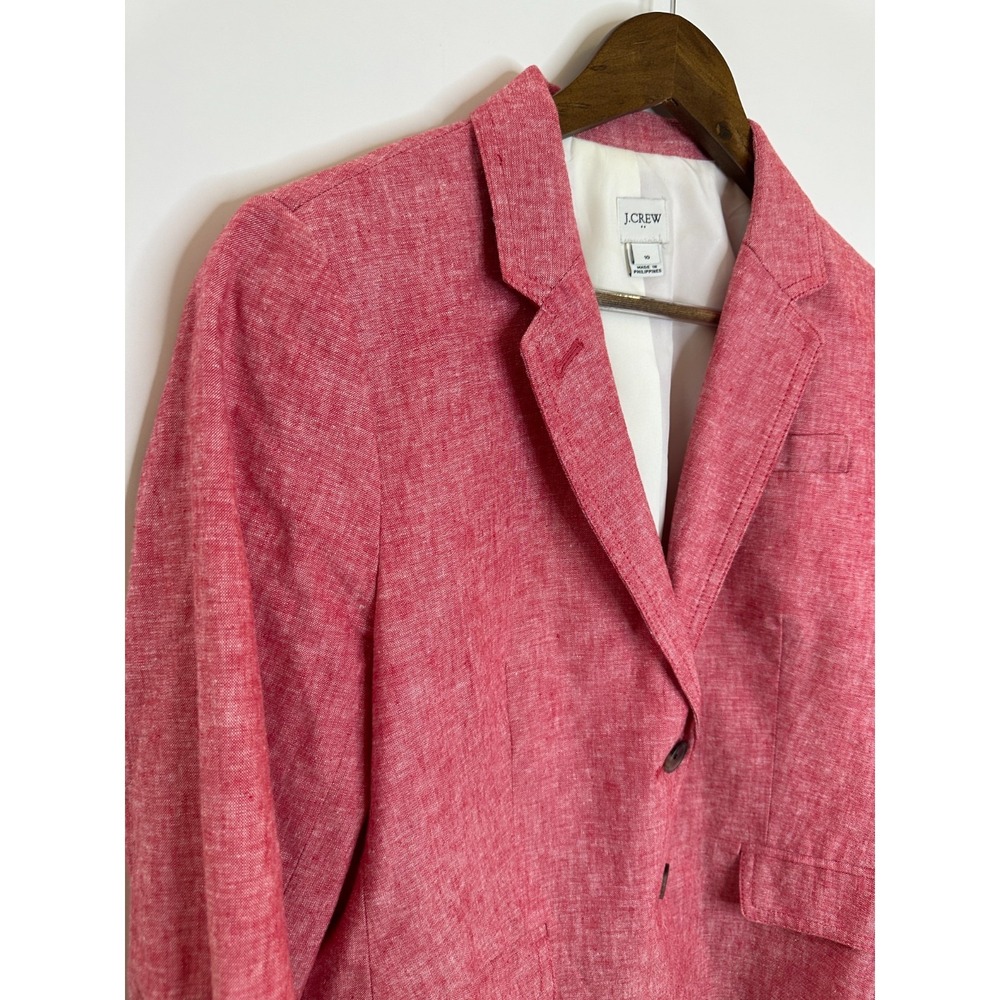 J.Crew Schoolboy Blazer Jacket Linen Blend Pink Rose Heather Women's Size 10 - Picture 5 of 11